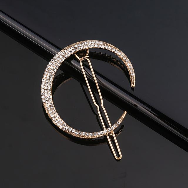 New Ancient Silver Color Star Rhinestone Hairpin Vintage Women Hair Clip Moon Star Hair Pins Accessories Wedding Hair Jewelry