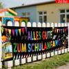 German Back To School Banner, School Bus Colorful Pencils Design, Indoor Outdoor Garden Porch Lawn Party Decor
