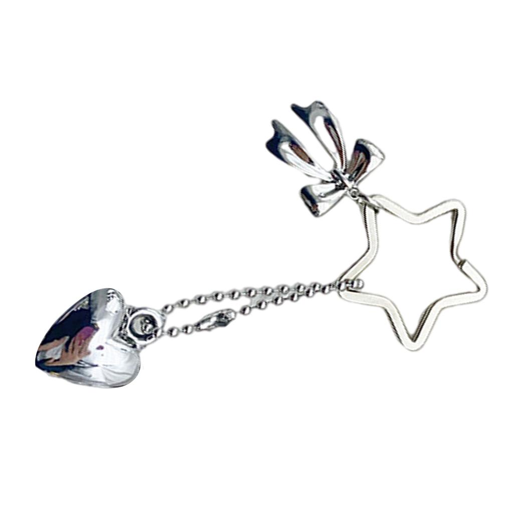 Elegant Heart Shaped Star Pendant Versatile Fashion Accessory for Women Bag Pendant Phone Charm and Keychain Keyring