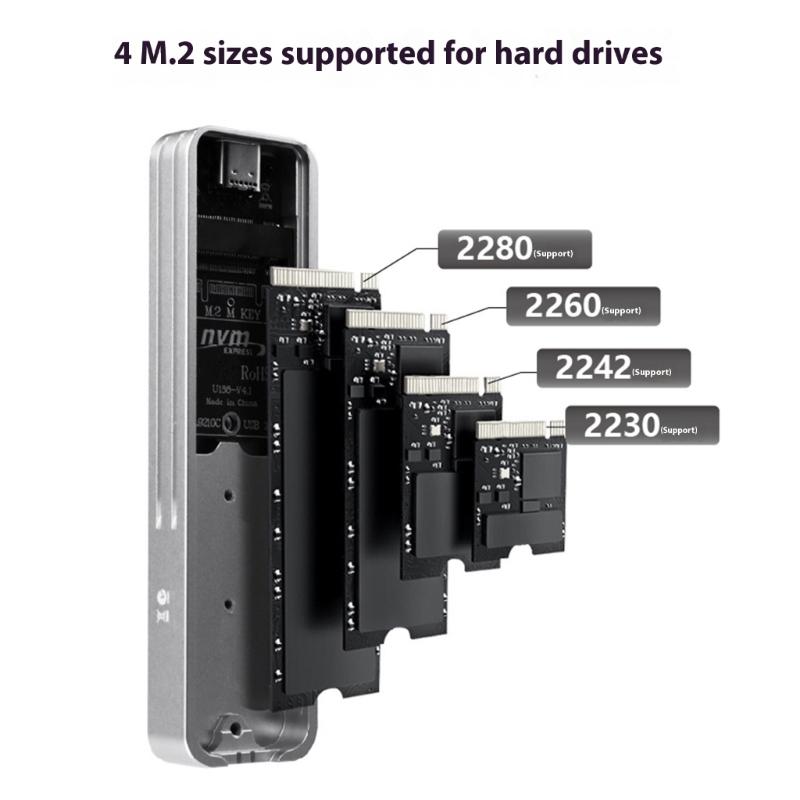 Portable M.2 External Enclosure Box 10Gbps Transfer Speed Aluminum Housing Wide Compatibility Case