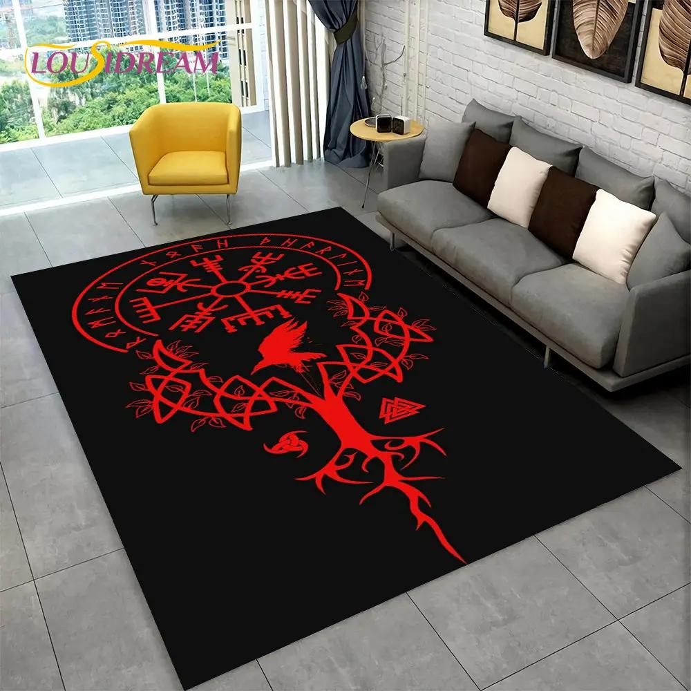 Viking Norse Mythology God Loki Rune Area Rug,Carpet Rug for Living Room Bedroom Sofa Doormat Kitchen Decor,Non-slip Floor Mat