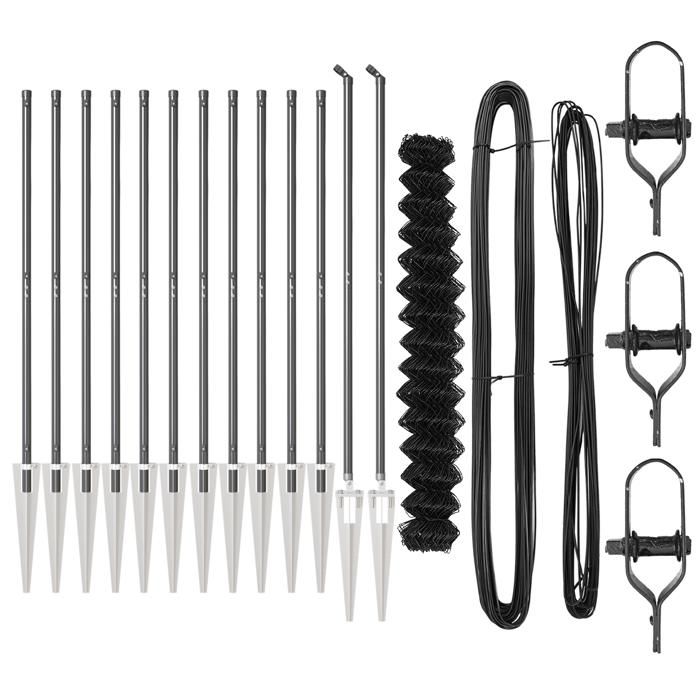 VidaXL Chain Link Fence Set of 2 Metal Grey 25 X 1.5 M Durable 3351200