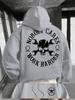 Herren-Trainingskapuzenpullover, „Niemand kümmert's, arbeite einfach weiter hart“, Totenkopf-Schraubenschlüssel-Aufdruck, locker geschnittenes Sweatshirt im Streetwear-Stil, lässiger Trainingspullover.