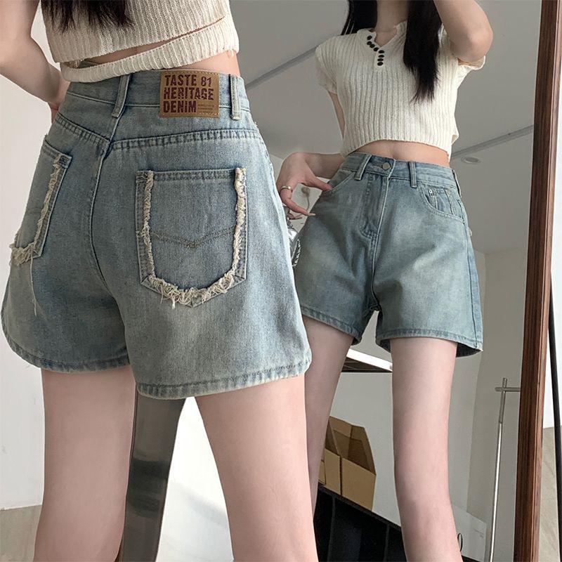 

Summer Spice Retro High-Waisted Slimming Wide-Leg Jeans Shorts for Women Plus Size XS (for 75-84 jin)