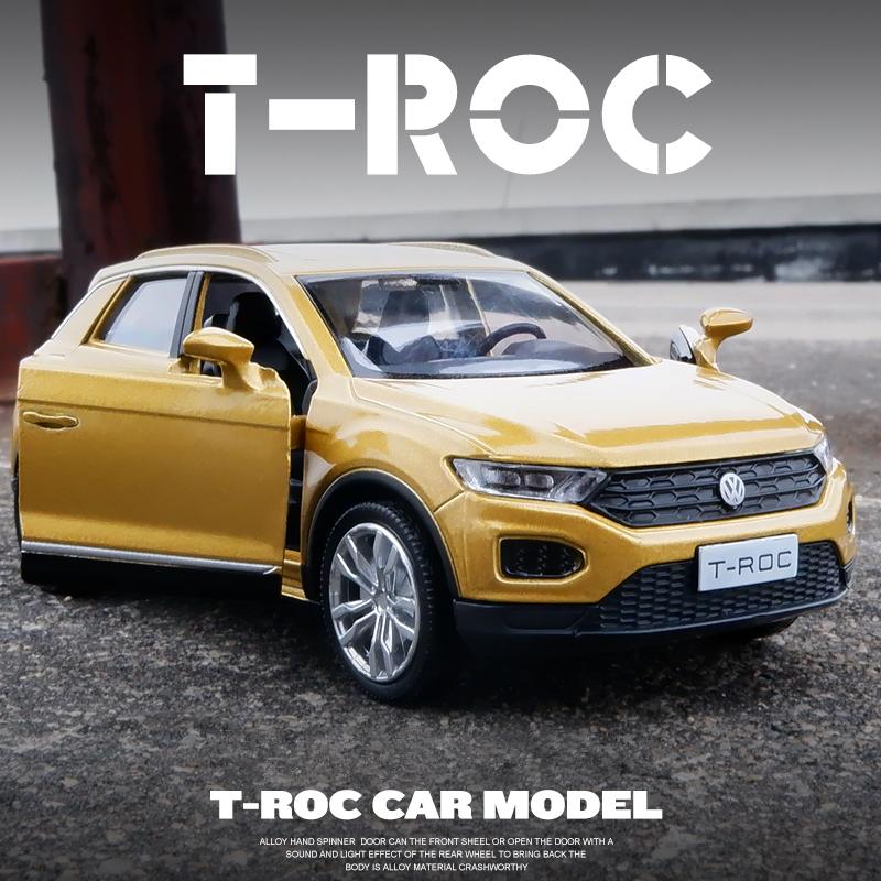 Měřítko 1/36 T-ROC SUV Model auta ze slitiny Diecast Kovová mini vozidla Model auta Simulace Kolekce Dětské hračky Dárek Dekorace