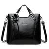 Retro PU Leather Handbags for Women Flower Decor Women's Shoulder Bag Leather Tote Bag