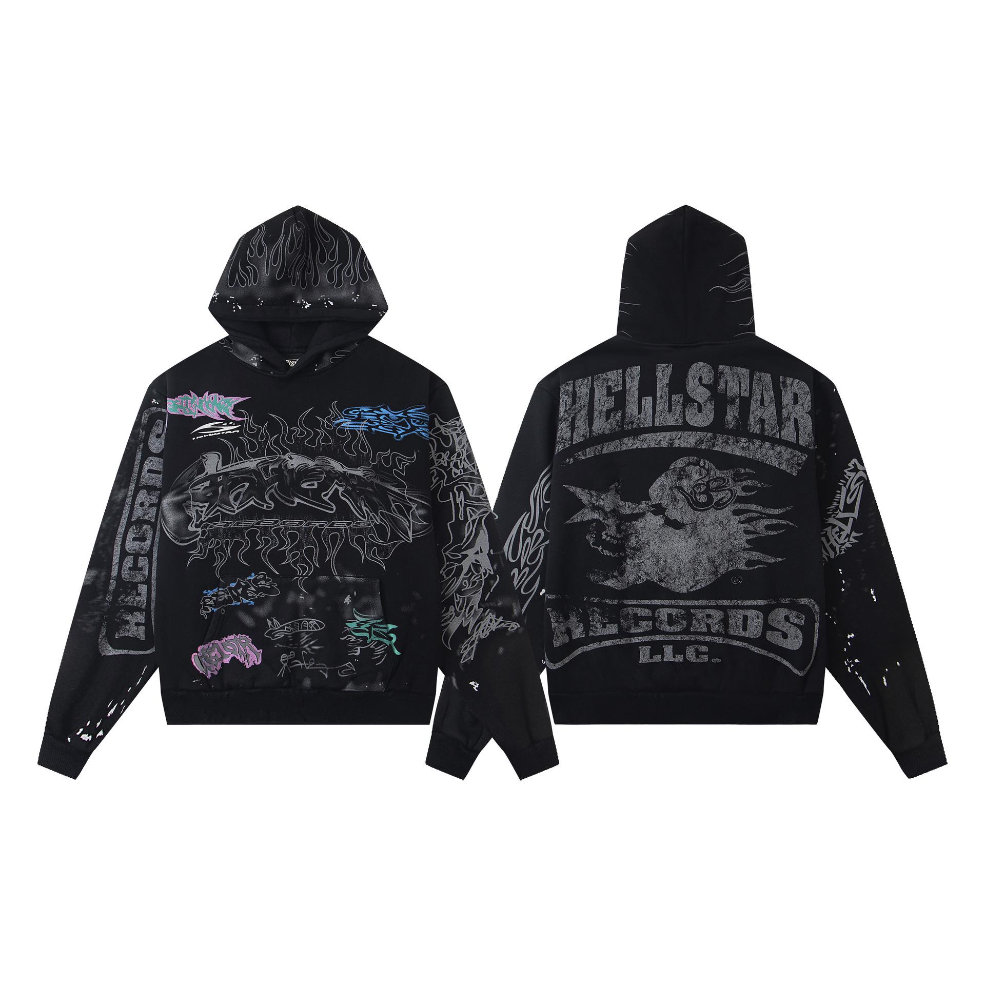 Autumn/Winter 2025 Unisex Fleece-Lined Hooded Sweatshirt with Letter Pattern Print Small чёрный