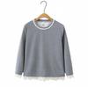Women's Plus Size Lace Hem Hoodie Sweatshirt - Spring 2026 Chubby Girl Long Sleeve Casual Top