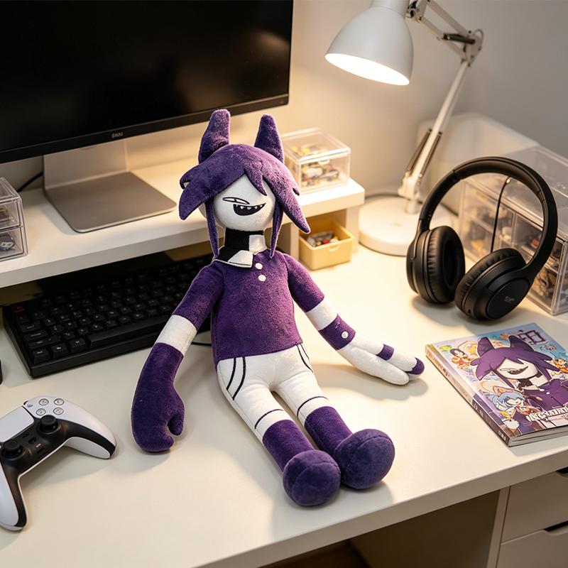 33Cm Cartoon Humanoid Plush Doll With Long Hair And Purple Outfit Soft Fluffy Collectible Character Stuffed Toy For Gifting