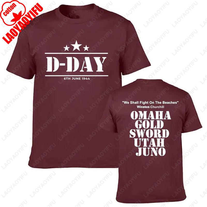 2025 DDAY 1944 ARMY NORMANDIA MILITARE CHURCHILL SPIAGGE DIVERTENTE T-SHIRT Abbigliamento Uomo T-shirt con Stampa Vintage Cotone T-shirt da Uomo