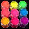 8 Farben Neon Pigment Nagel Pulver Staub Glitter Gradienten schillernden Acryl mit Pinsel