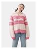 Chunky Knit Wool Color Block Stripe Cardigan Coat - Handmade for Autumn/Winter