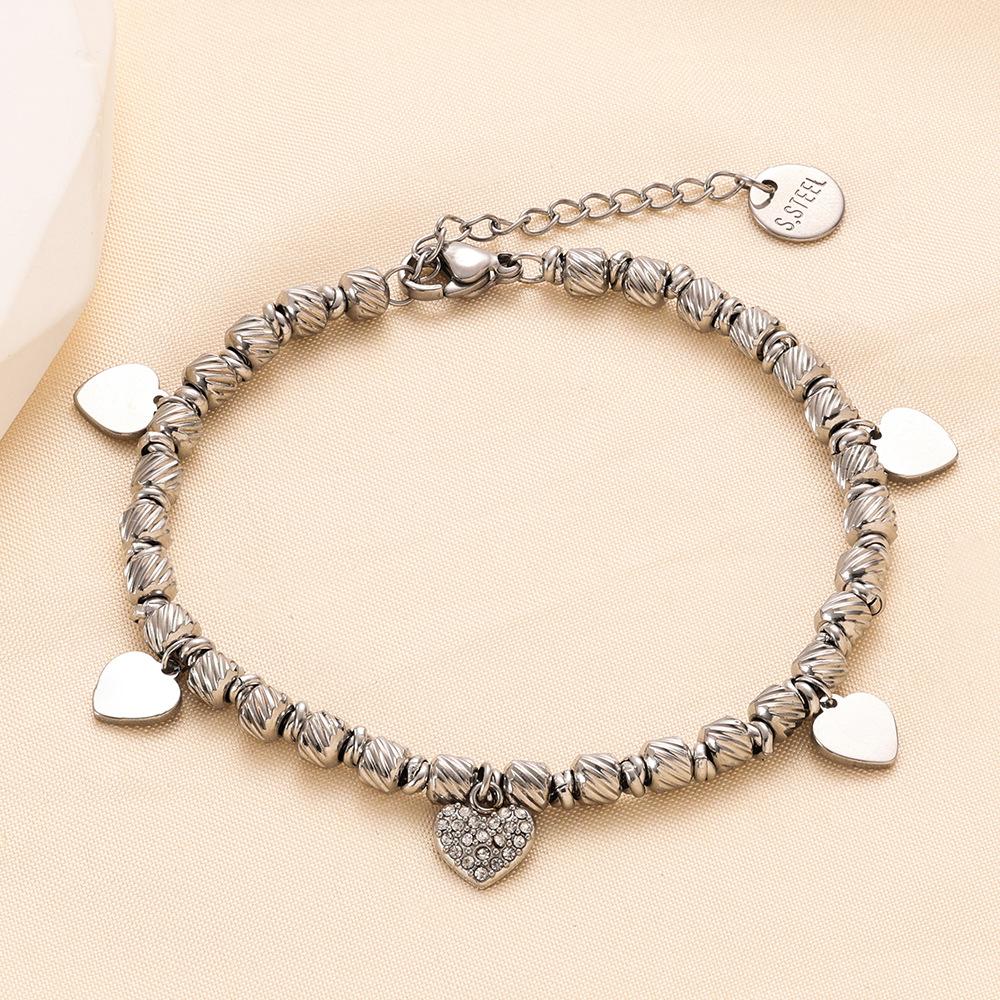 

1шт. браслет из нержавеющей стали с бриллиантами Love Point, женский простой легкий роскошный ретро-браслет