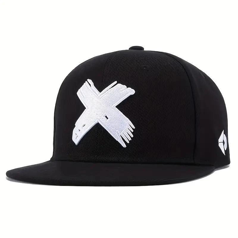

Unisex X Letter Embroidery Hip-hop Hats Spring And Autumn Outdoor Adjustable Sports Casual Baseball Caps Sunscreen Hat черный белый