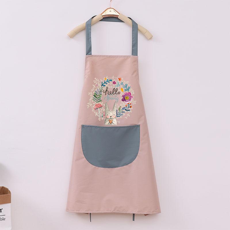 Garland Rabbit Kitchen Apron, Waterproof and Stain-resistant Coral Velvet Hand Towel Apron, Neck-hanging and Waist-encircling Apron