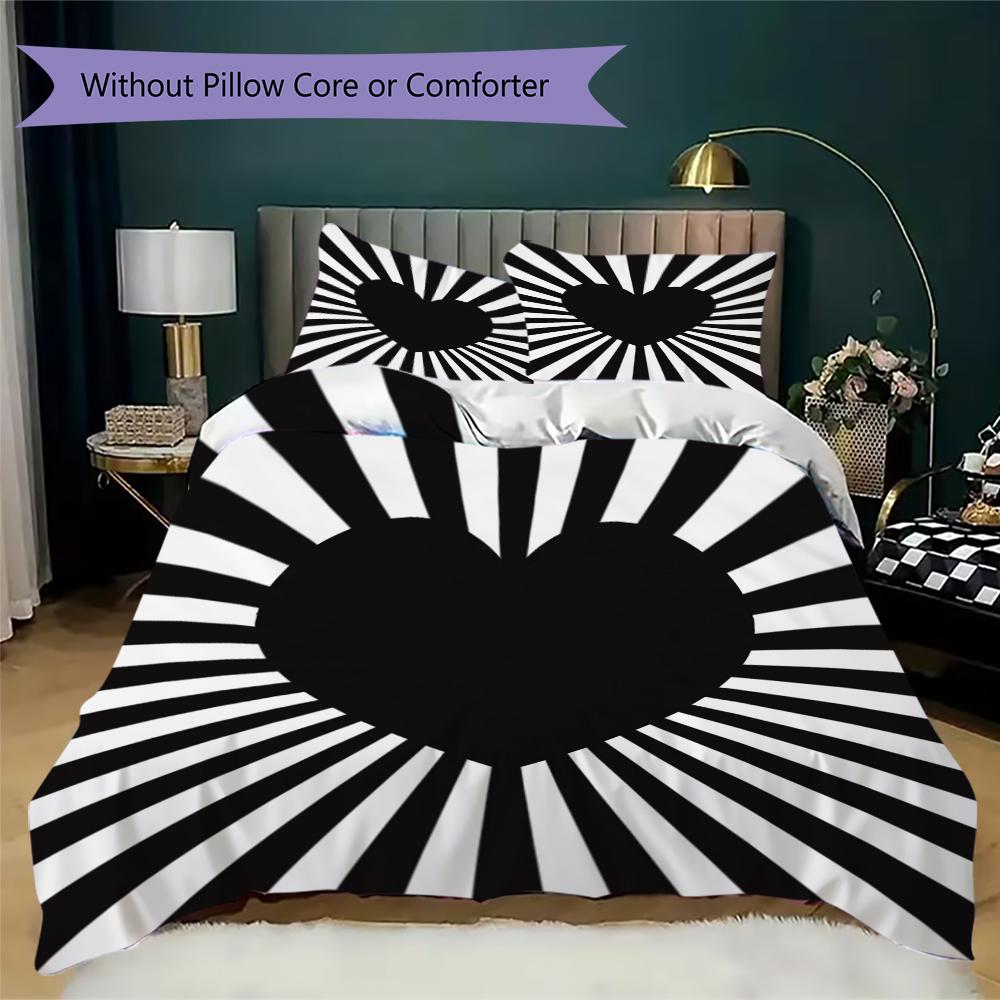 Love Pattern Bedding uilt Set uilt Cover Pillowcase Home Decoration Birthday Gift (1 * duvet cover + 2 * pillowcase without core)14