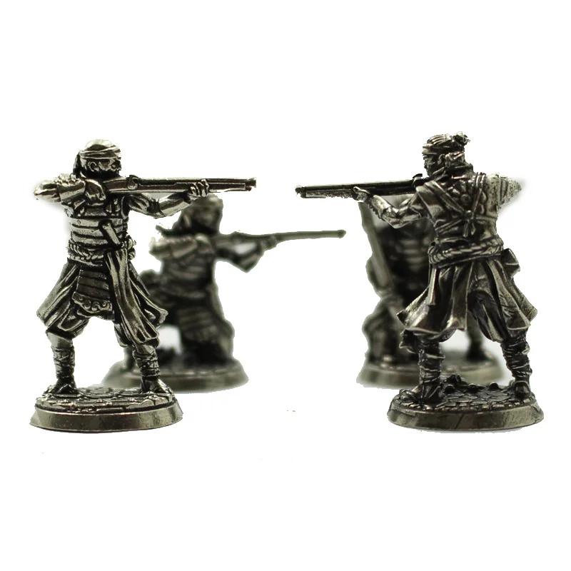 Brass Metal Board Games Japanese Samurai Figurines Miniatures Gunmen Soliders Toy Models Statues Desk Ornament