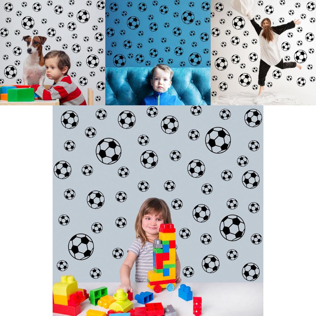 Wall Decor Pvc Football Pattern Removable Sticker For Kids Bedroom And Living Room