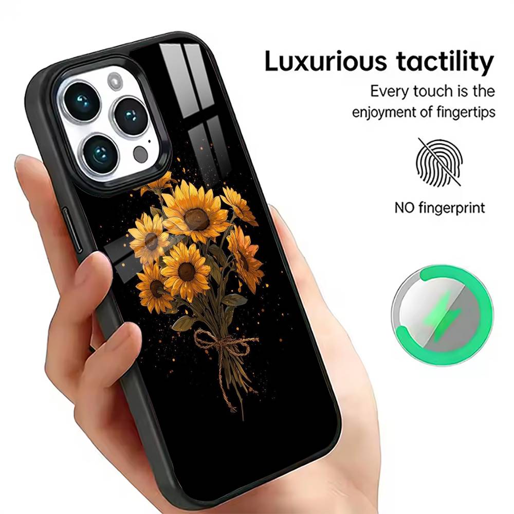 Moonlit Sunflower Field Phone Case For iPhone17,16,15,14,13,12,11 Plus,Pro Magnetic For Magsafe Wireless Charging