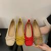 New Women's Flat Shoes Silver Bow Soft Bottom Non-slip Ballet Shoes High-end Luxury Elegant Lady Shoes Zapatos Mujer