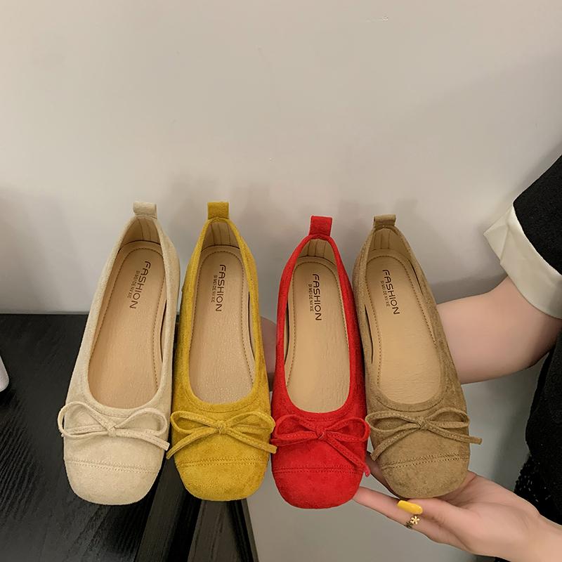 New Women's Flat Shoes Silver Bow Soft Bottom Non-slip Ballet Shoes High-end Luxury Elegant Lady Shoes Zapatos Mujer