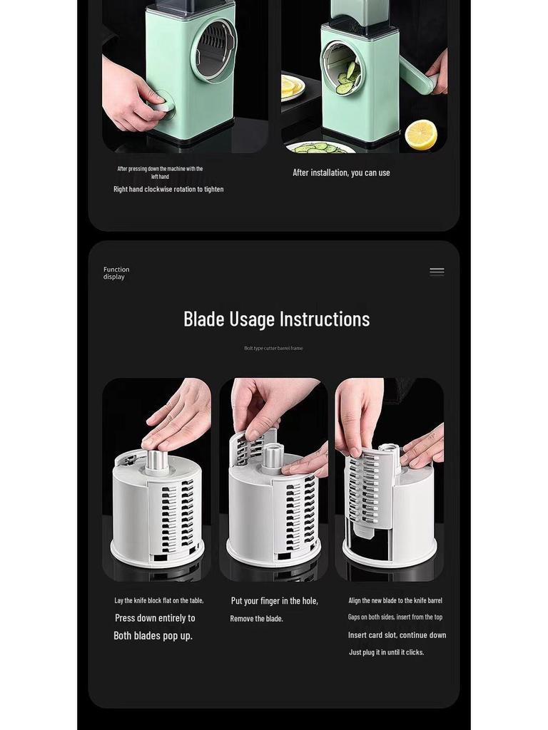 Multifunctional Roller Vegetable Cutter & Grater: Slices, Shreds, and Grates Potatoes, Ginger, etc.