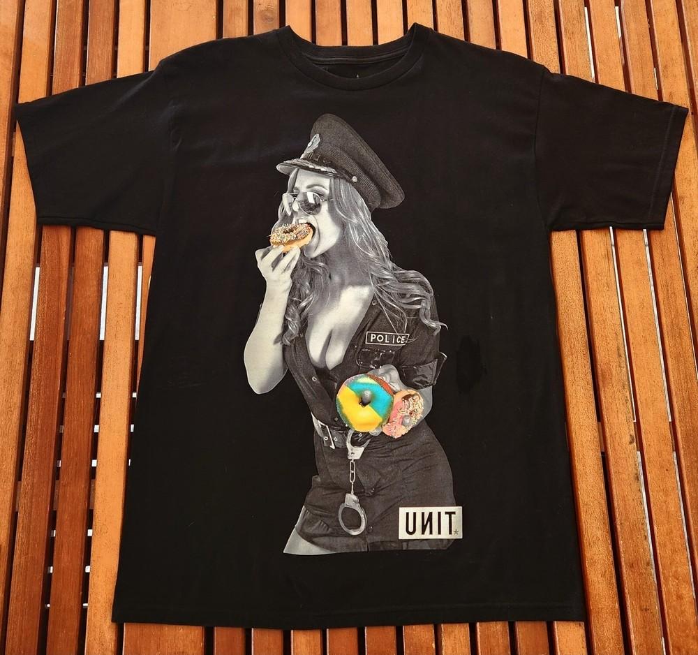 Vintage Biker Girl Tee; Retro Police Unit Art Graphic Unisex Unisex T-Shirt S