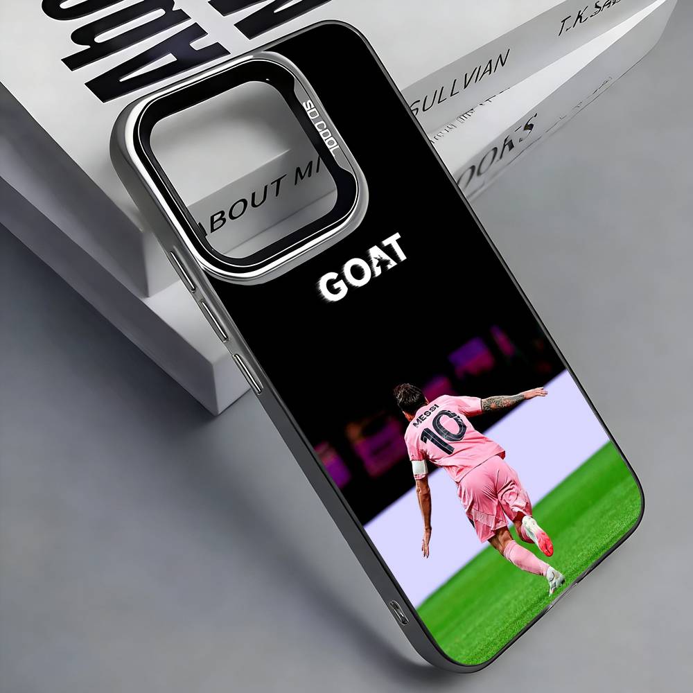 

Football Star M-Messi Colorful Silver Back Phone Case For IPhone 17 16 15 14 13 12 11 Plus Pro Max Plus iPhone13PROMAX