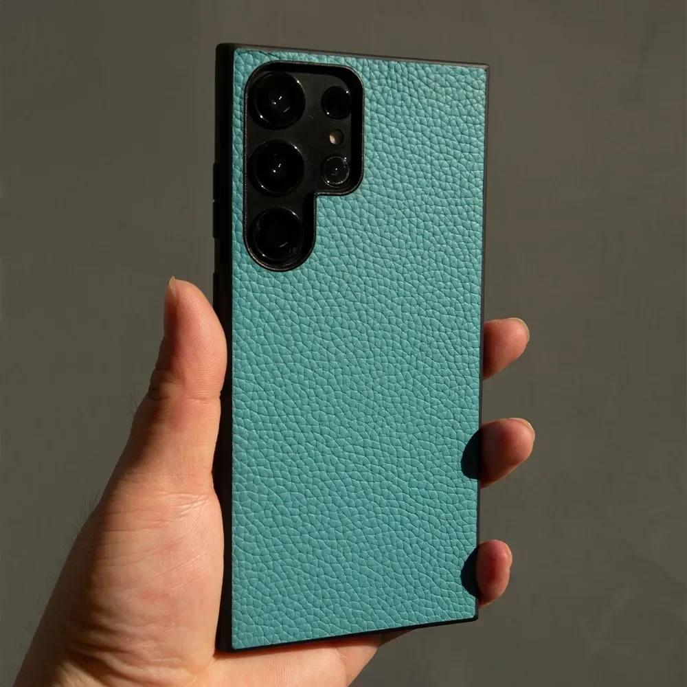 Premium Genuine Leather Case For Samsung Galaxy S24 Ultra S23FE S22 S21FE S20 Cover Full Protection Shockproof Back Carcasa