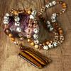 High-End European-American Tiger's Eye Spotted Stone Pendant Necklace for Women – Handmade, Stylish, and Unique