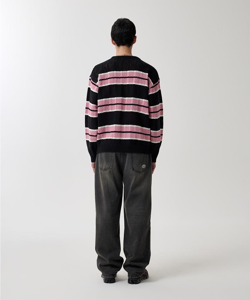 MAHAGRID Mesh Stripe Knit Black(Mg2Fsmk611A)
