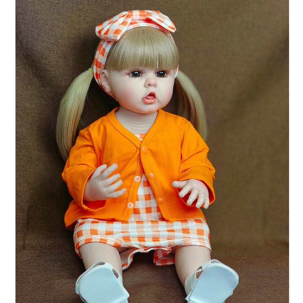 Bambole Reborn Baby Corpo Completo in Silicone 22 Pollici Bambola Impermeabile Giocattolo per Bambini Bebe Reborn Girl Giocattolo per Bambini Regali di Compleanno Compagno di Giochi