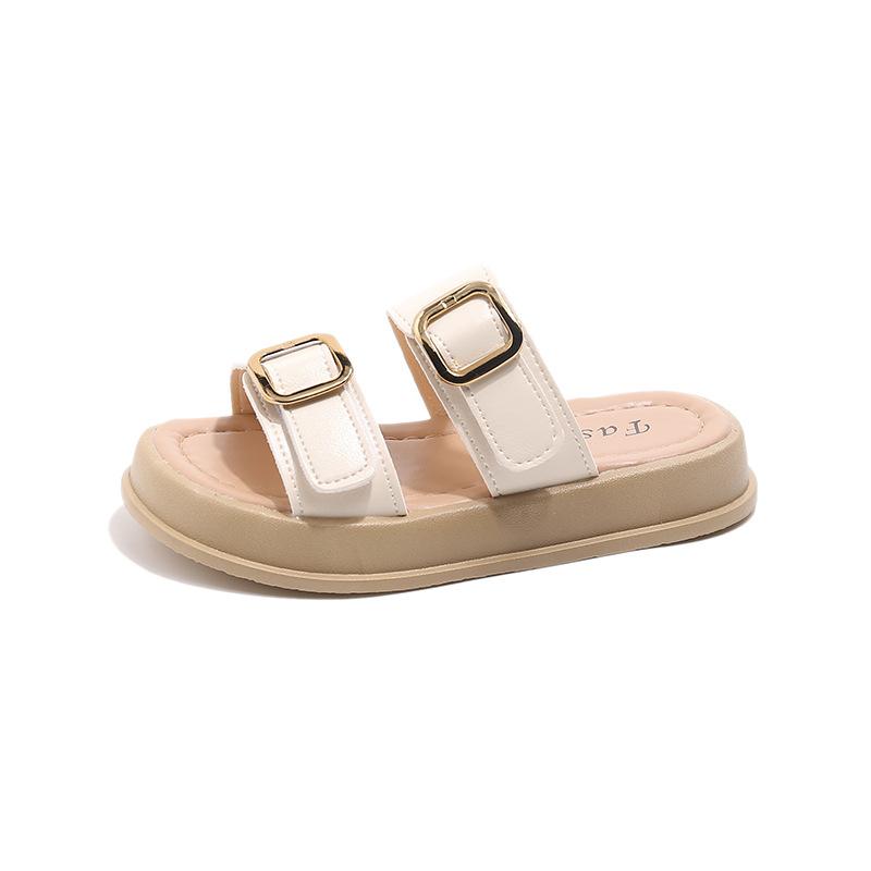 Kids Slippers Outdoors Korean Style Slip-on Boys Girls Sandals Breathable 2025 Summer Children Beach Shoes Soft Sole Non-slip