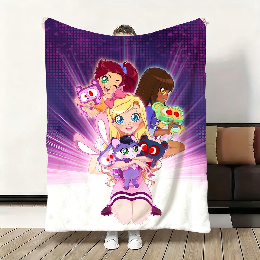 Süßer Cartoon L-LoliRock Wurf Weiche Flanelldecke Warm Knie Hautfreundlich Überwurf für Sofa Büro Bett Reisen Winter Übergröße
