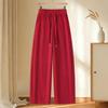 Spring 2026 Red Rhinestone Wide-Leg High-Waist Sweatpants for Women