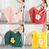 Star Print Strap Bath Dress Coral Fleece Wrap Quick-Dry Women's Wearable Towel Robe for Banya & Spa
