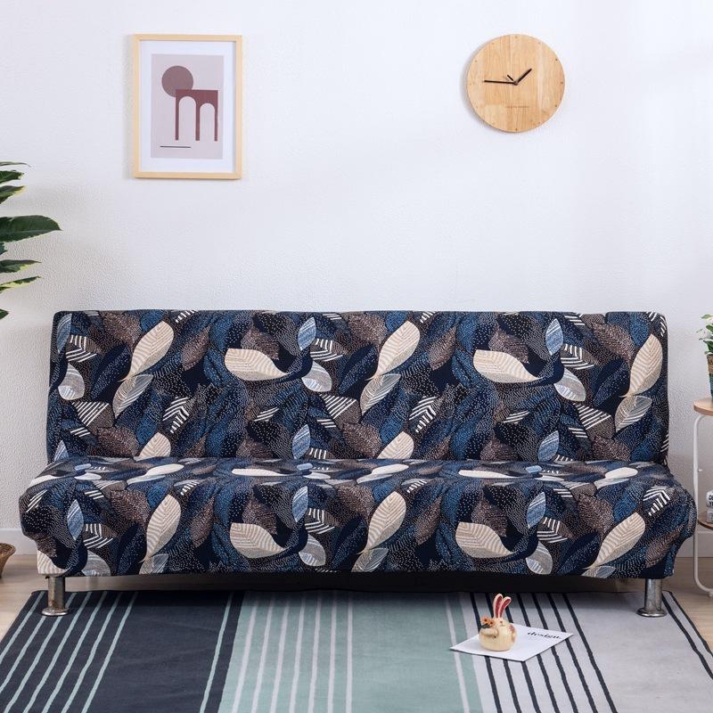 Flower Futon Cover Stretch Armless Futon Sofa Cover Soft Futon Slipcover with Elastic Bottom Sofa Bed Furniture Protector Covers for Washable Futon