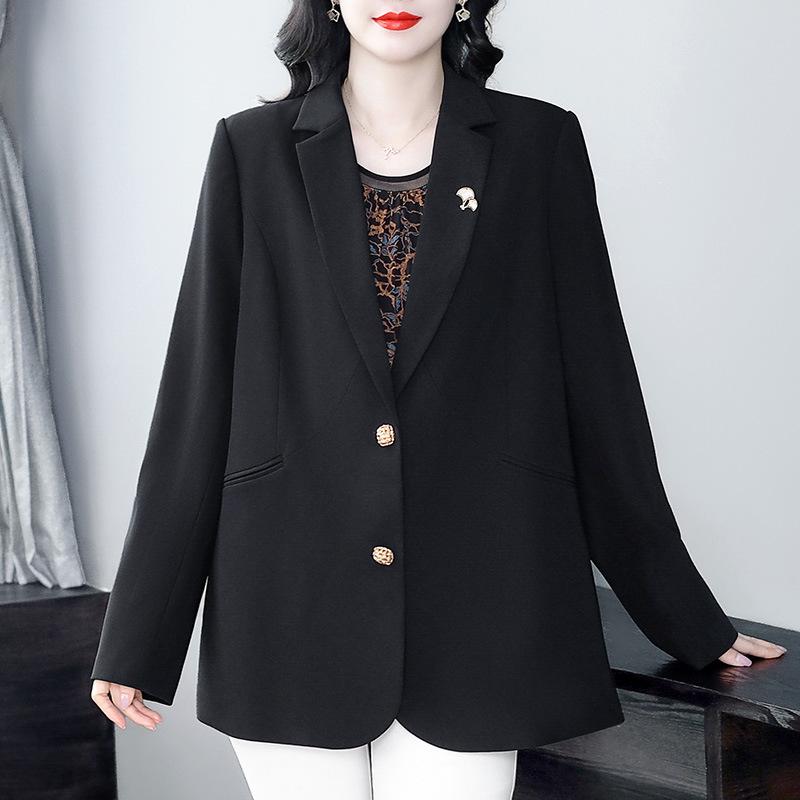 2024 Autumn/Winter Plus Size Slimming Commuter Suit Jacket for Middle-Aged Women