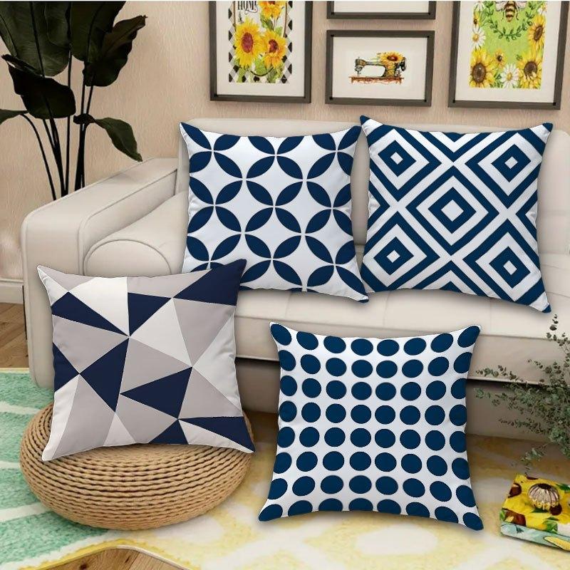 Double-Sided Printed Pillow Covers, Circle Diamond Triangle Throw Pillow Cases, Minimalist Home Decor For Sofa Bed, No Insert