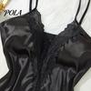 Skin-friendly Sleepwear Women's Satin Lace Chemise Nightgown, Sexy Full Slip Nightgown Babydoll Sleepwear, Sleeveless V Neck Mini Nightdress Pajama