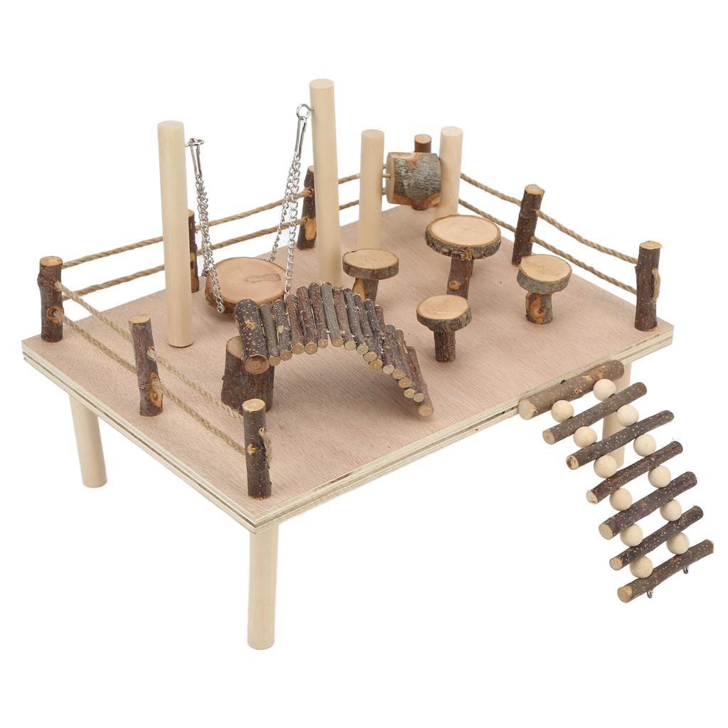 Chomik Naturalny Drewniany System Życia i Wspinaczki Zestaw Drewnianego Placu Zabaw dla Małych Zwierząt