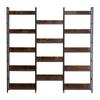 VEVOR Triple Metal Bookshelf, 14-Tier Industrial Bookshelf, Large Rustic Vintage Storage Bookcase with Open Shelves
