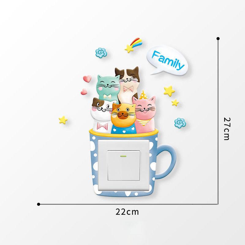Unicorn Switch Sticker 3D Cartoon Kids Room Decor luminous Stickers Switch Cover Wall Light Unicorn Socket Stickers Decoration
