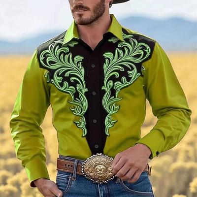 Men's 3D Printed Long Sleeve Casual Shirt - Spring/Autumn European & American Style