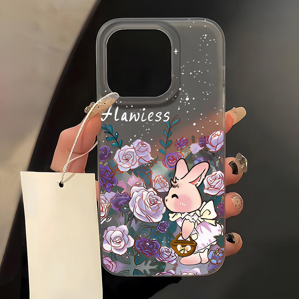 

Чехлы для мобильных телефонов iPhone 11 13 15 Pro Max 12 14 Pro Max Чехол для iPhone 16 15 Plus 13 Pro 12 Матовая текстура с рисунком в виде мультяшных цветов iPhone 16 Pro Max чёрный