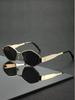 1Pcs Personalized Metal Polygon Sunglasses High-End Trendy Black Gold Frame Uv Protection Hd Lenses Party Gathering