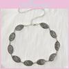 Retro Silver And Bronze Metal Waist Chain With Embossed Pattern For Summer Wear