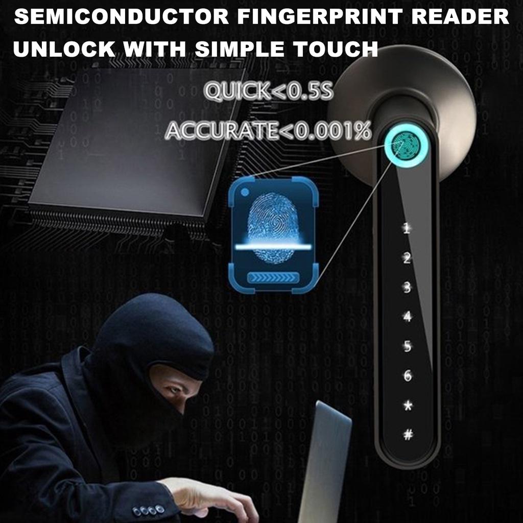 Smart Fingerprint Electronic Door Lock Bluetooth Password Handle Lock APP Unlock Keyless Entry Support iOS/Android