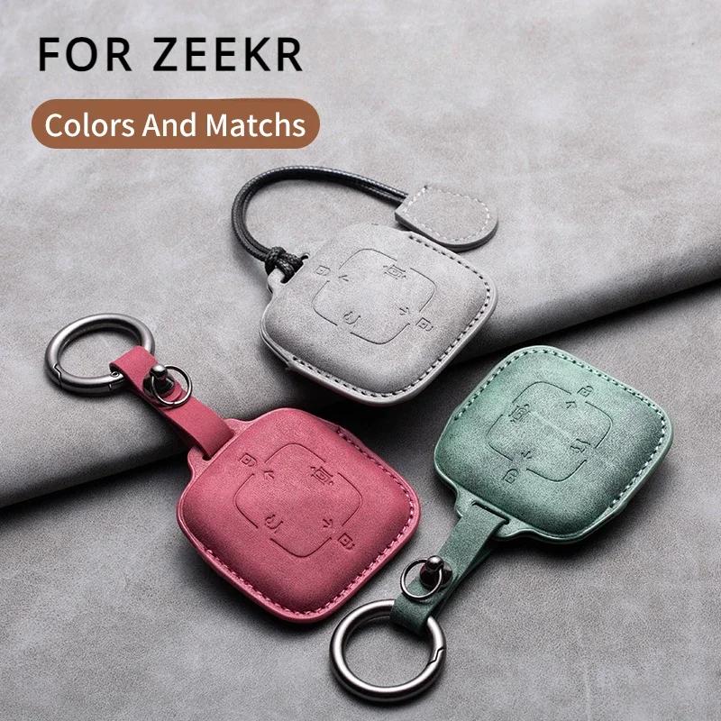 Leather Car Key Case for ZEEKR 001 X Keys Remote Cover Car-styling Holder Shell Protect Accessories Auto Parts Interior Products