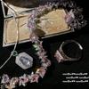 Fairy Color Scheme Flowering Rainbow Gemstone Bracelet, Papalacha, 18K Gold Plated, Fat Zircon Ice Flower Cut Ring